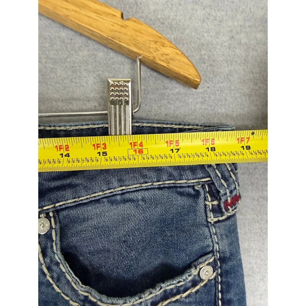 True Religion Joey Low Rise Flare Super T Stitch Blue Denim Jeans Mens 37 x 31.5